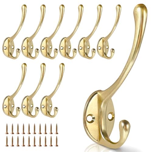Heavy Duty Metal Coat Hooks (15-Pack) — 10pack-Gold