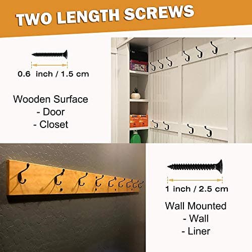 10 Pack Heavy Duty Dual Coat Hooks - Wall Mount with 40 Screws