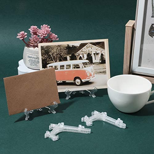 5 Inch Clear Plastic Plate Stand Mini Easel for Display Pictures and Collectibles