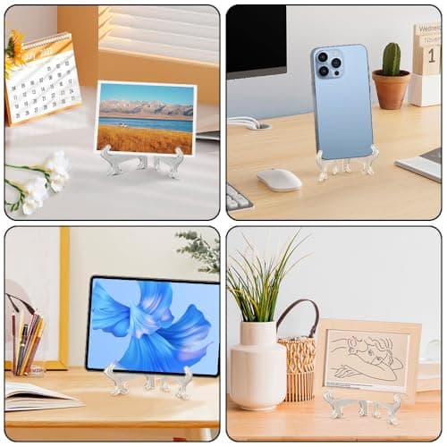 12-Pack Clear Plastic Mini Acrylic Easel Stand for Display Frames