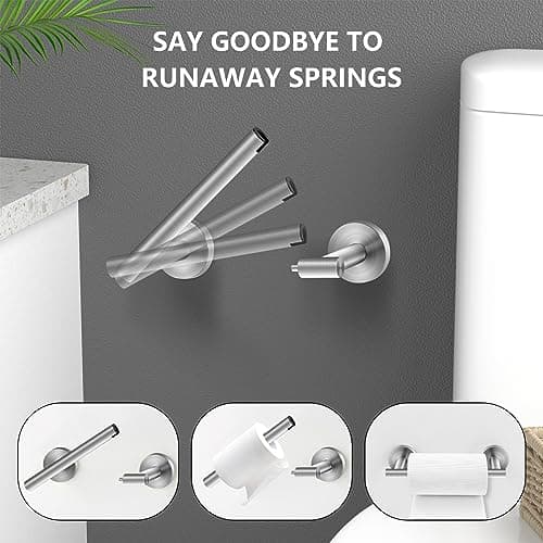 Newfun Brushed Nickel SUS 304 Stainless Steel Double Post Pivoting Toilet Paper Holder