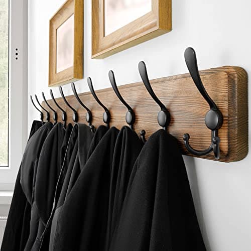 SKOLOO Rustic Wall Mount Coat Rack - 38.6 Wooden Hanger for Jackets and Coats