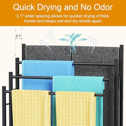 Honiter 4-Tier Wide Towel Rack, Black for Outdoor Pools