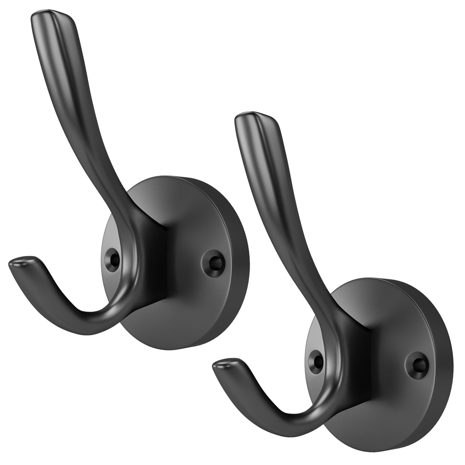 ZUONAI Matte Black Wall Hooks 2 Pack Heavy Duty Black Coat & Hat Hooks