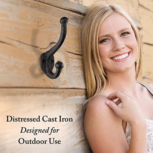 Rustic Antique Black Cast Iron Coat Hooks (5 Pack)