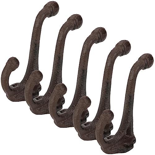 10 Pack Peohud Rustic Cast Iron Coat Hooks, Heavy Duty Wall Mounted Hangers