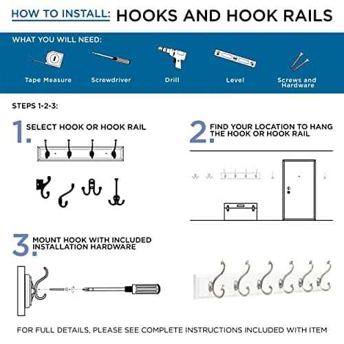 Franklin Brass Double Wall Hooks 10-Pack Matte Black Wall Mount Hangers