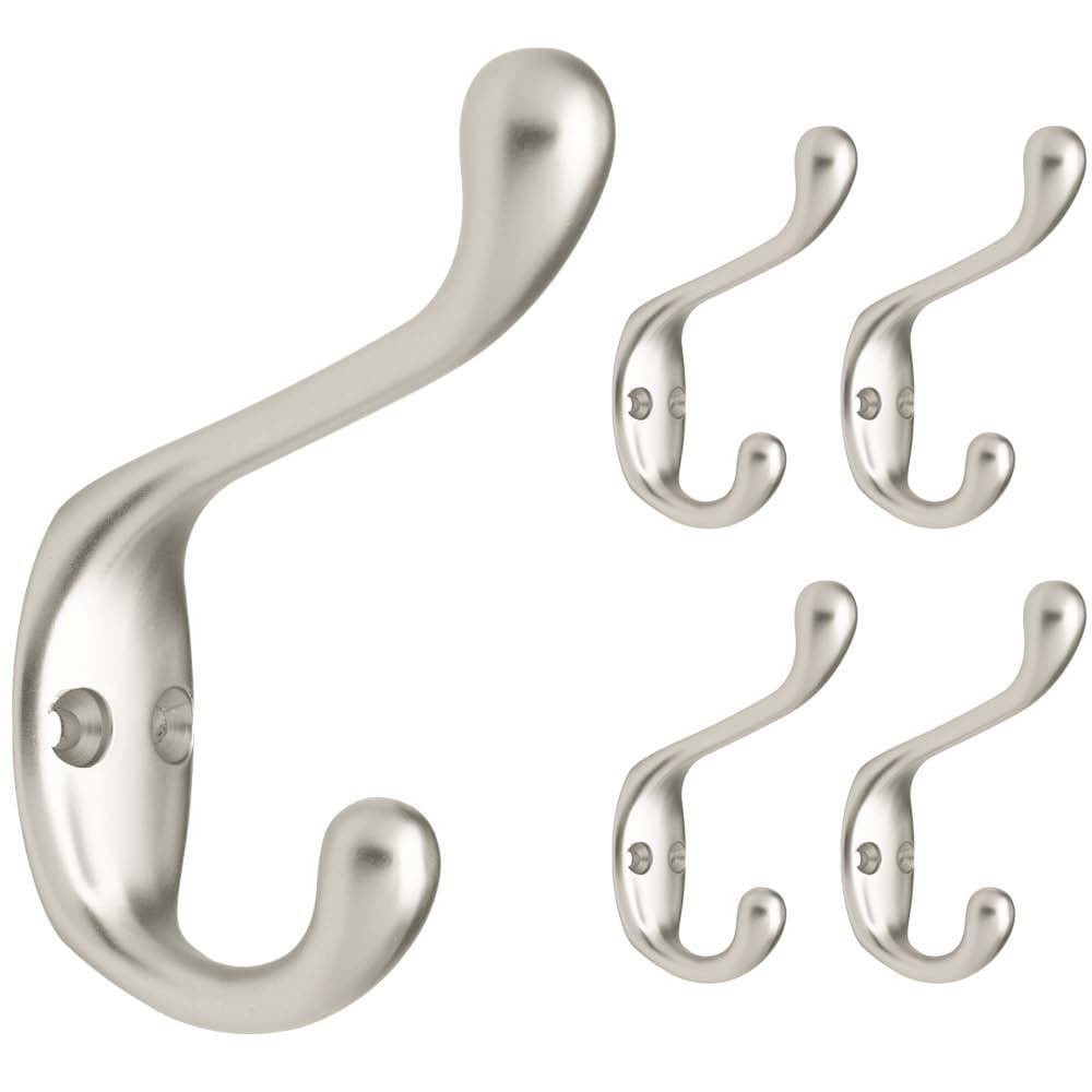 Franklin Brass Heavy Duty 5-Pack Coat and Hat Wall Hooks Matte Nickel FBCHH5-MN-C