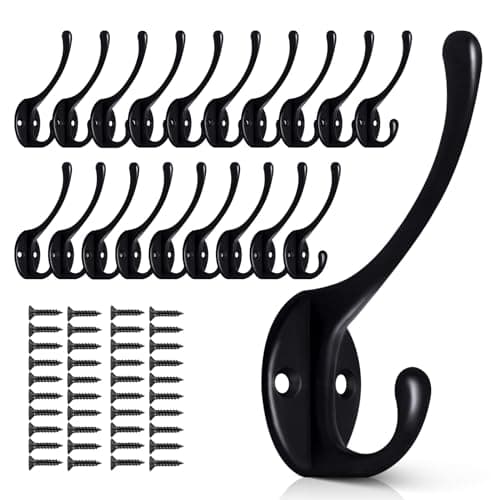 Heavy Duty Metal Coat Hooks (15-Pack) — 20pcs-Black