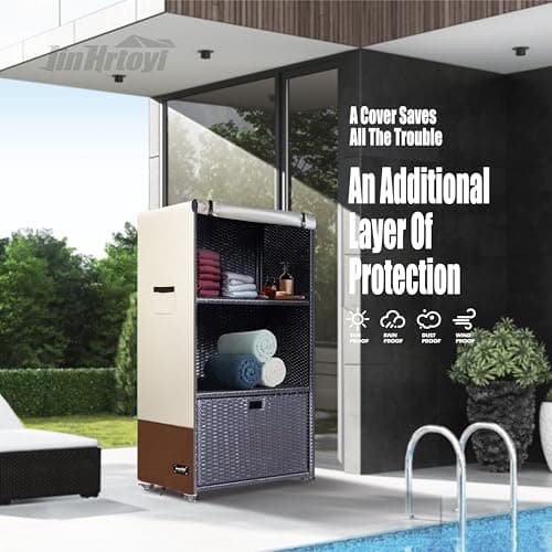 Outsunny Beige & Brown Heavy Duty Pool Towel Rack Cover