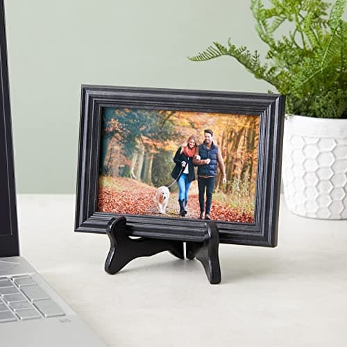Juvale Black 6-Pack Small Wooden Plate Stands for Display and Arts