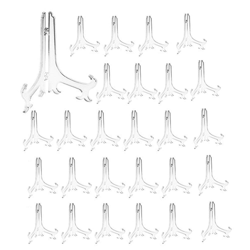 Artliving Clear Plastic Easels for Wedding Home Decor Birthdays (24 Pack)