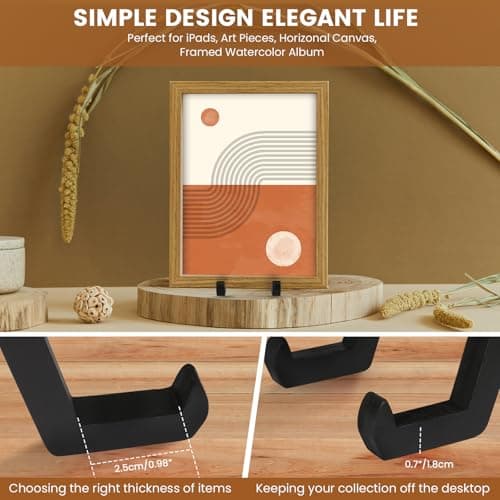 2 Pack Bamboo Plate Display Stand, Decorative Picture Frame Holder Stand