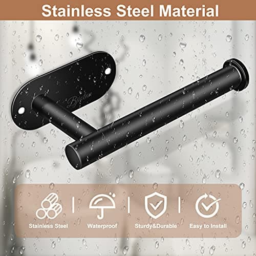 Bjiotun Black 2 Pack Toilet Paper Holder, Stainless Steel & Paper Towel Adhesive Mount