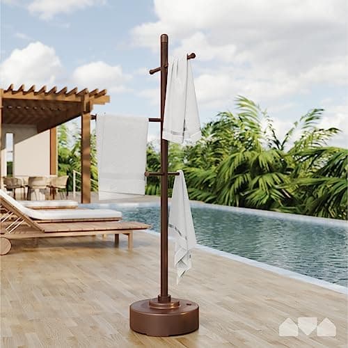 Milliard Weather-Resistant Outdoor Pool Towel Rack, Brown, 65" x 25"