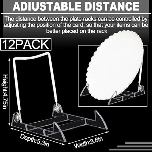 Clear Acrylic Plate Stand with Adjustable Wire Holder Stand 4.75" H