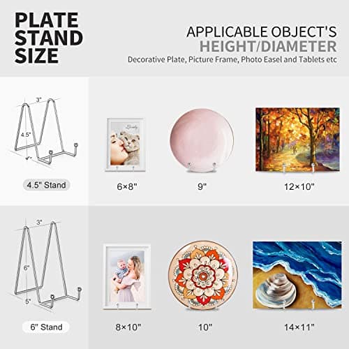 Livelab 6 Inch Silver 3 Pack Picture & Decor Stand Metal Plate Holder