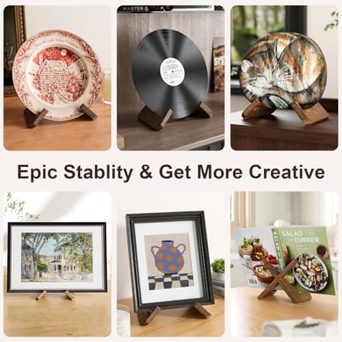 6.5 Inch Wood Picture Frame Stand, Decorative Display Holder for Books, Cookbooks, Art Photos