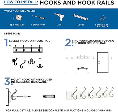 Franklin Brass Heavy Duty 5-Pack Coat and Hat Wall Hooks Matte Nickel FBCHH5-MN-C