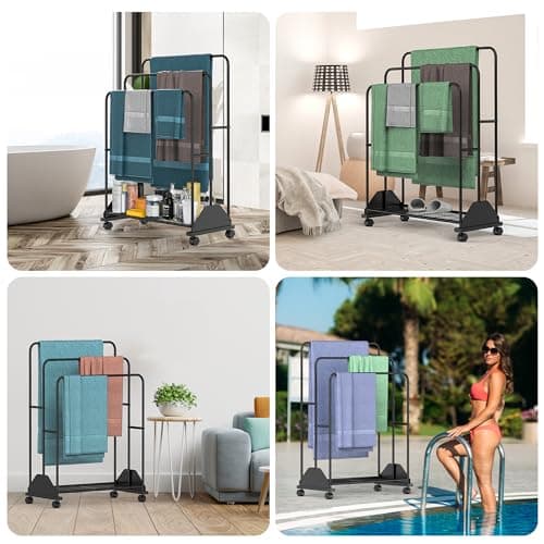 Black 3-Tier Freestanding Towel Rack for Bathroom and Bedroom