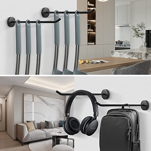 NearMoon 304 Stainless Steel Coat Hooks, 6 Pack Matte Black, Heavy Duty for Bathroom and Living Room