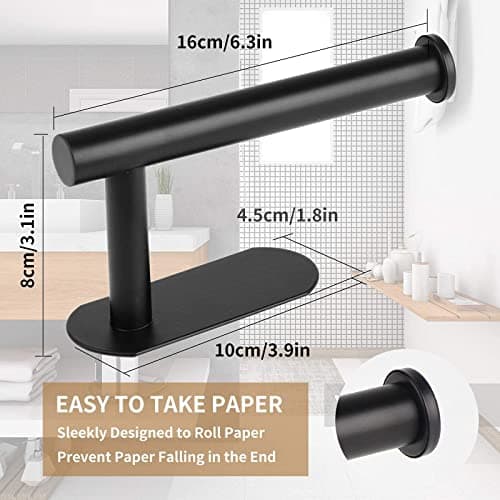 Black Wall-Mount Toilet Paper Holder: No Drilling Needed
