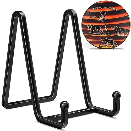 Premium Metal Plate Display Stands - 6 Inch Square Holders for Plates, Photos, Plaques (Black) — Black - 4.5 inch