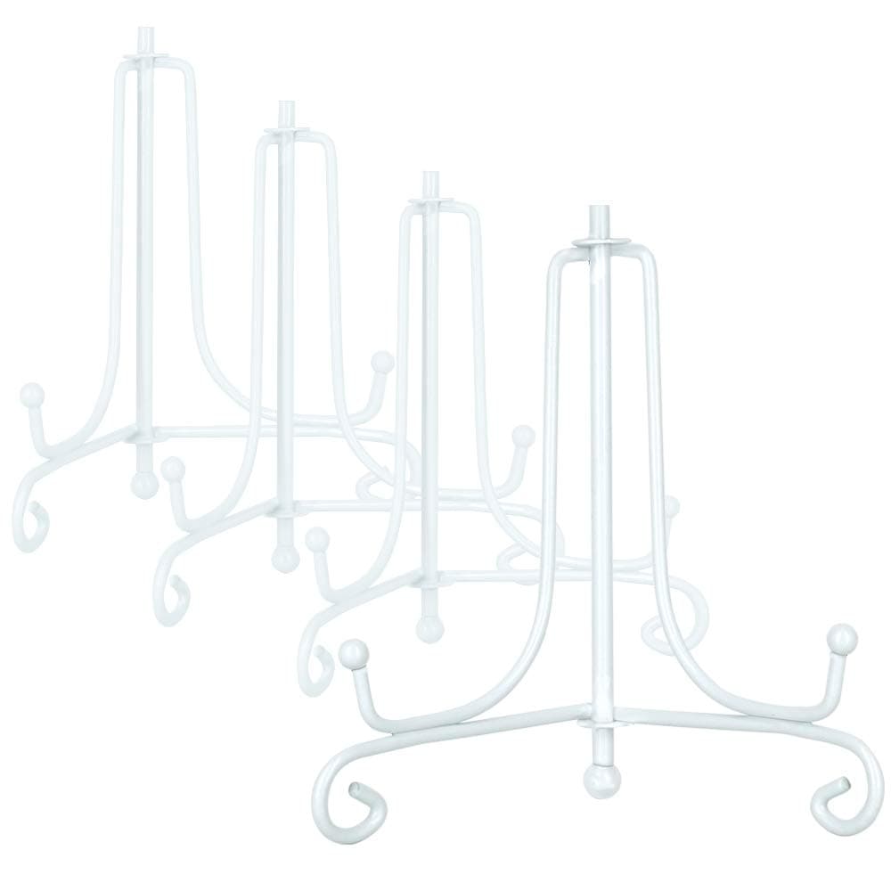 LIONWEI 4 Inch White IronPlate Stand Holder for Plates and Photos, 4pcs