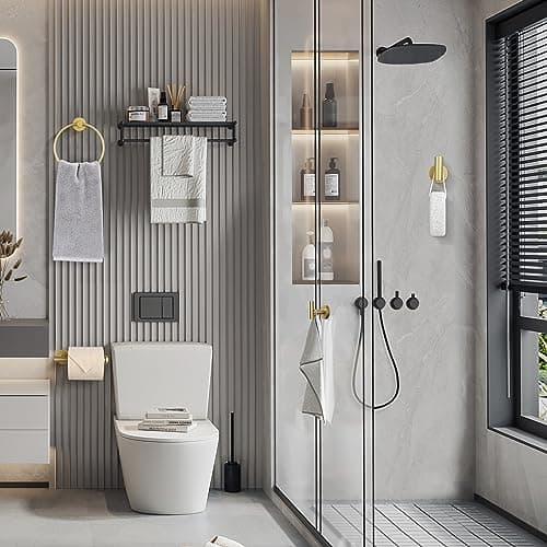 Lairuier 4-Piece Bathroom Hardware Set in Brushed Gold