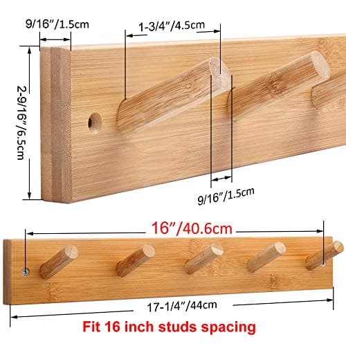 WEBI Wall Mount Coat Rack with 5 Hooks for Hats Jackets and Clothes