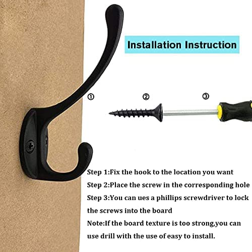 30-Pack Heavy Duty Dual Coat Hooks with 60 Screws - Wall Mounted Utility Hooks for Coats, Scarves, Bags, Towels, Keys, Caps, Cups, Hats
