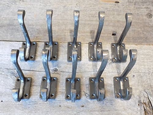 Midwest Craft House 10-Coat Hooks, 3.5" Long Iron Hooks for Hats, Coats, Towels
