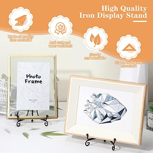 Nuogo Black Iron Display Stand for 4-6 Inch Tablets & Art, Picture Frames, Collectibles (20pcs Plate Stands)