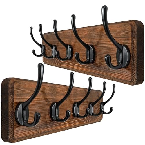 WEBI Rustic Brown 5-Hook Wall Mount Coat Rack — Brown