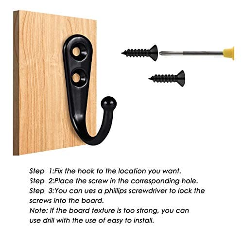 YMAISS 40-Pack Small Black Wall Mount Coat Hooks Vintage Style Double Hole Metal Hooks