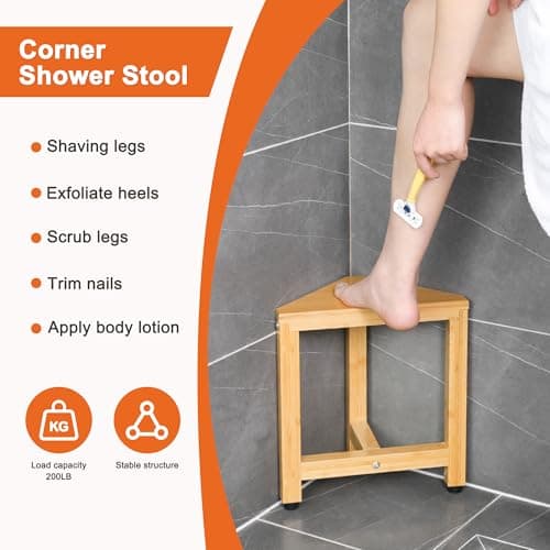 TYYIHUA Waterproof Corner Shower Stool for Leg Shaving - 13.2" Foot Rest Bench