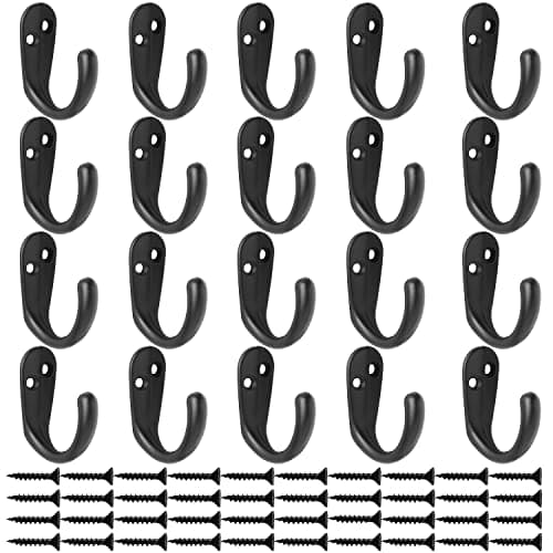 IBosins 20PCS Wall-Mounted Coat Hooks for Hanging Towel, Bag, Hat, Cap, Scarf, Cup