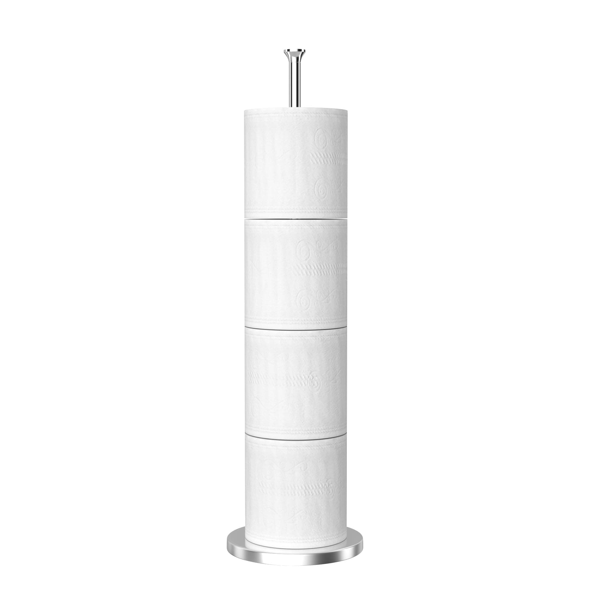 Free-Standing Stainless Steel Toilet Paper Holder Stand with Reserve Function for Bathroom & Toilet Rolls Storage