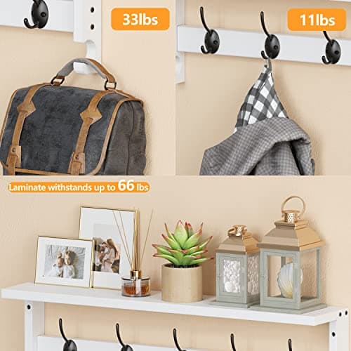 AMBIRD Wall Mount Coat Rack with Shelf (White)