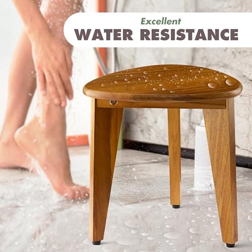 BLUEWEST Natural Acacia Wood Shower Foot Stool for Legs and small spaces