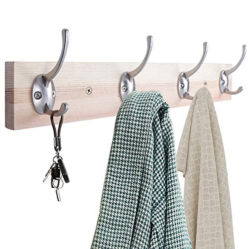 12 Pack Silver Coat Hooks with Screws for Wall Mounting - Retro Double Utility Hooks for Coats, Scarves, Bags, Towels, Keys, Hats