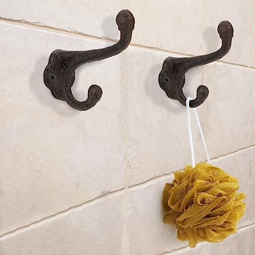 10 Pack Peohud Rustic Cast Iron Coat Hooks, Heavy Duty Wall Mounted Hangers
