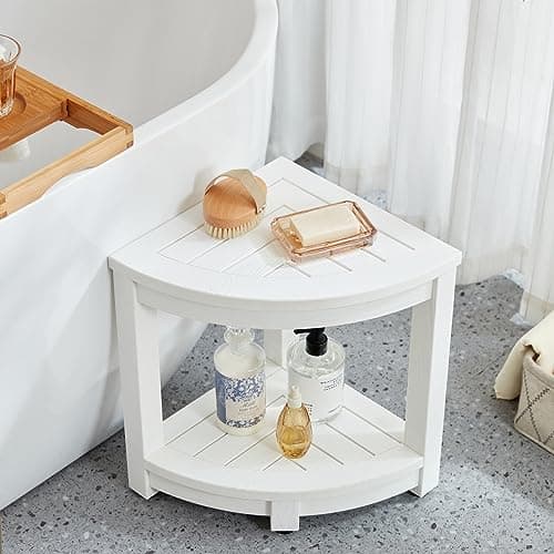 Shower Stool for Inside Shower with Adjustable Feet, Non-Slip, White