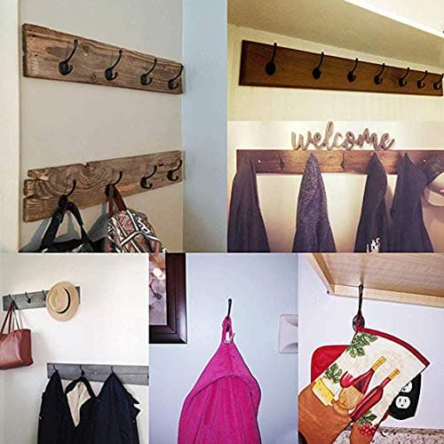 IBosins 10 Pack Heavy Duty Retro Double Coat Hooks, Black
