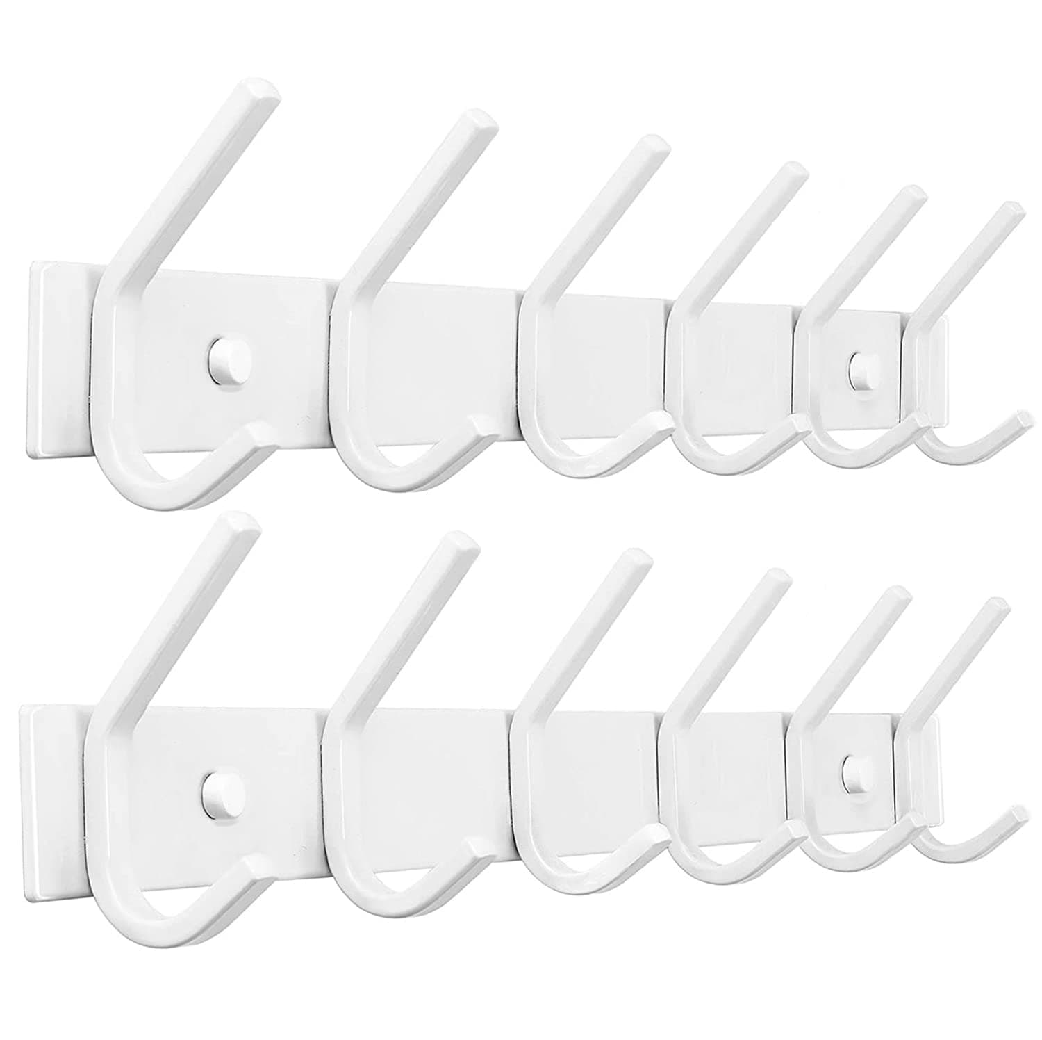 FANYITY 2 Pack White Wall Mount Coat Hook, 6 Dual Hooks for Entryway