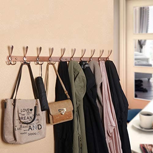 WEBI Long 8-Tri Hook Coat Rack, 30 Inch Rail, Wall Mount Black