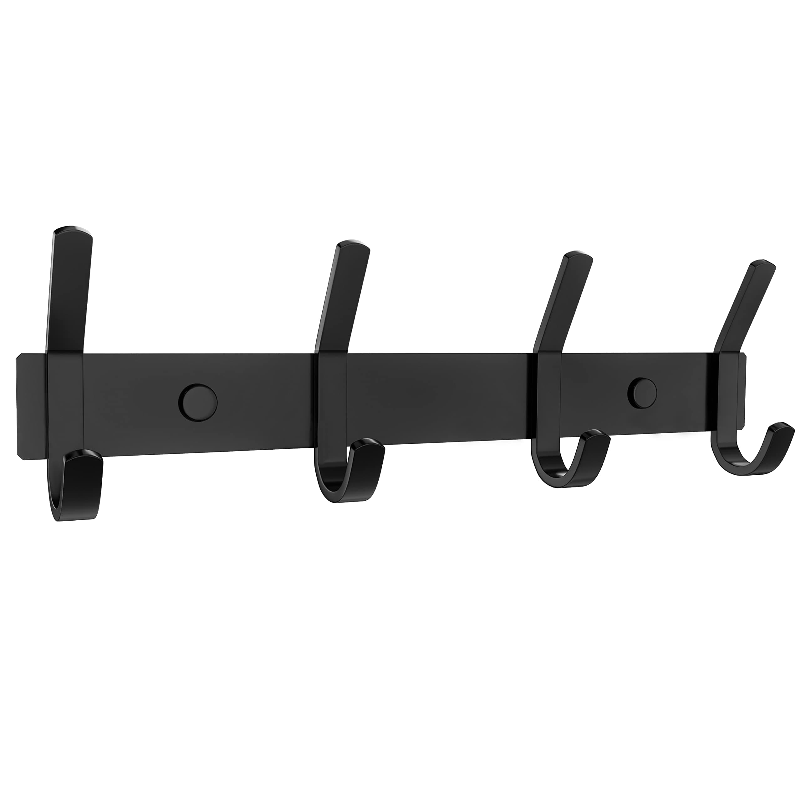 12-Inch Rustic Matte Black Coat Rack with 4 Double Hooks – SUS304 Stainless Steel – Wall Mount