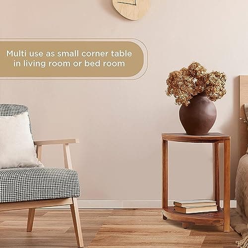 Tinamo Acacia Corner Shower Bench with Storage Shelf