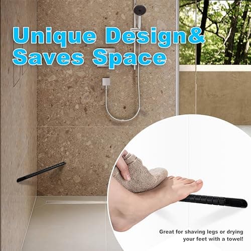 Black Wall-Mounted Stainless Steel Shower Foot Rest for Leg Shaving…