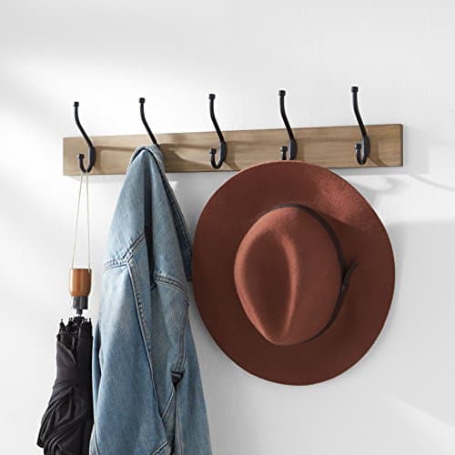 Amazon Basics Rectangular 5-Hook Farmhouse Coat Rack, Barnwood